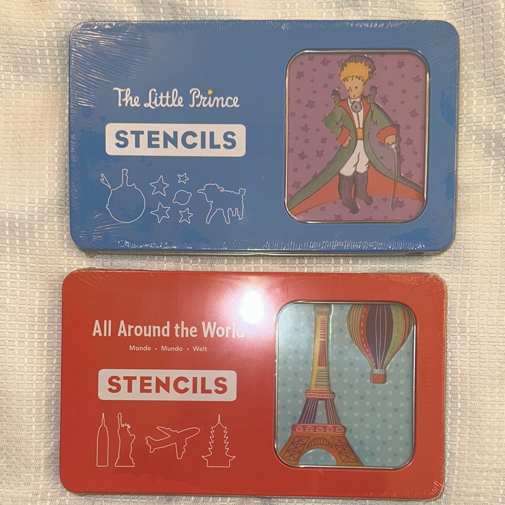 NWT 2 MUDPUPPY STENCILS ART SETS THE LITTLE PRINCE & ALL AROUND THE WORLD NEW